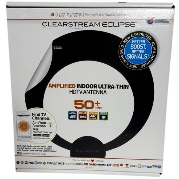 NIb ClearStream Eclipse Amplified HDTV Antenna - 50+ Mile Range - Picture 1 of 3